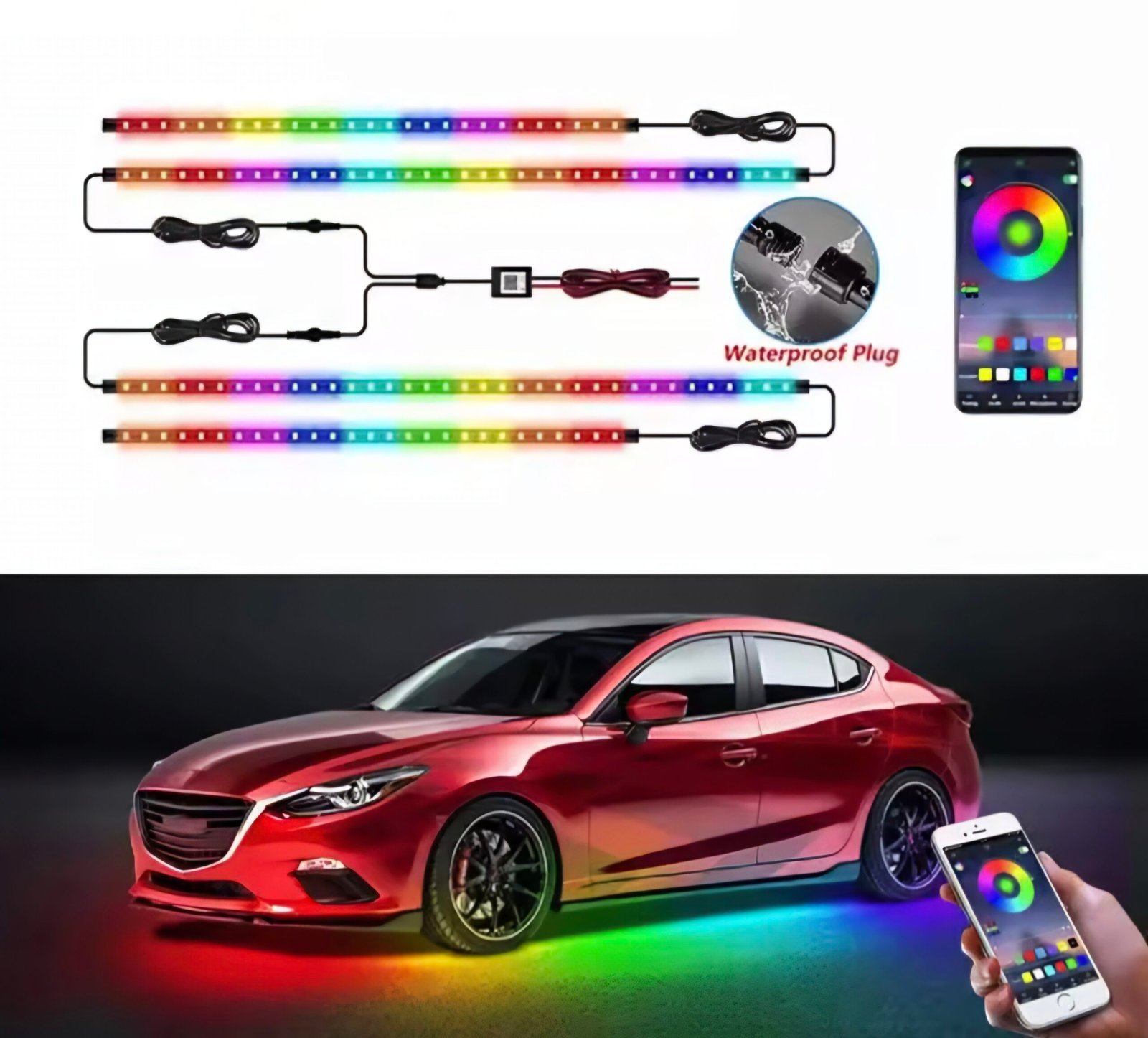 Kit de tiras LED RGB para chasis